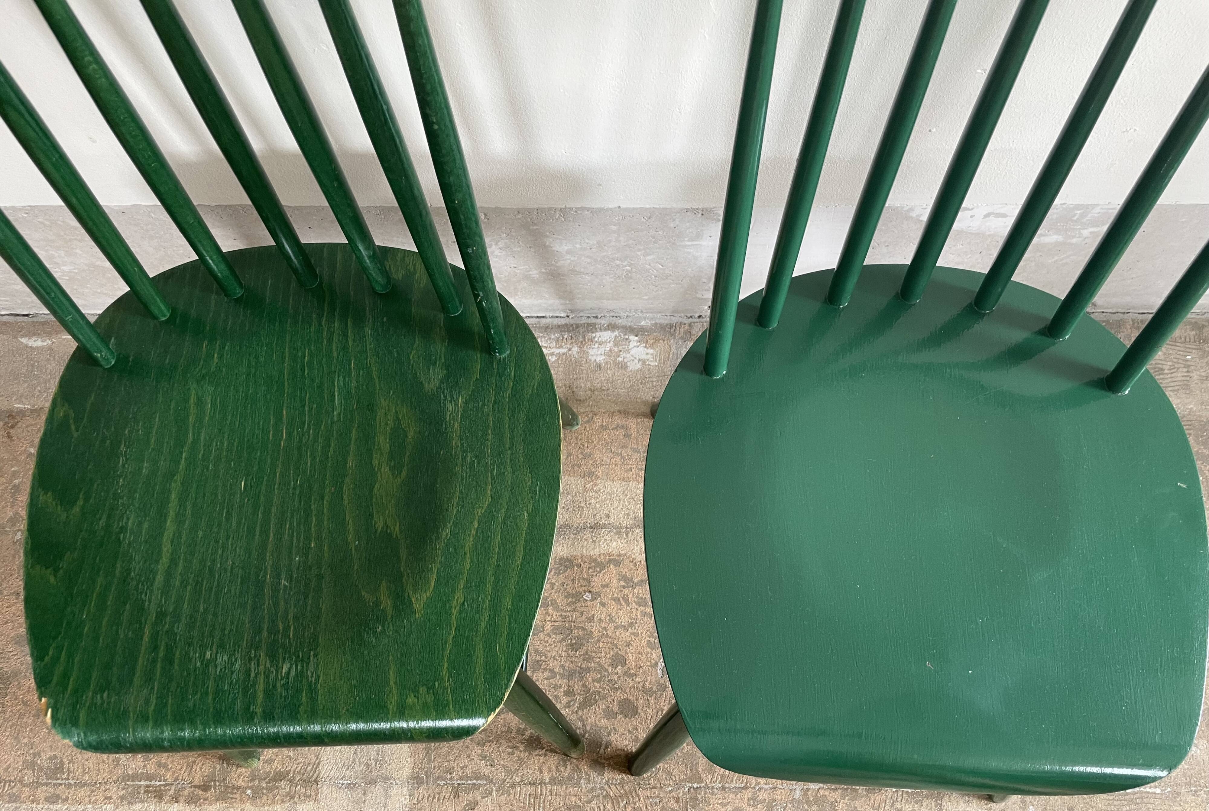 Cinq chaises Fanett vertes par Ilmari Tapiovaara pour Edsby-ken
