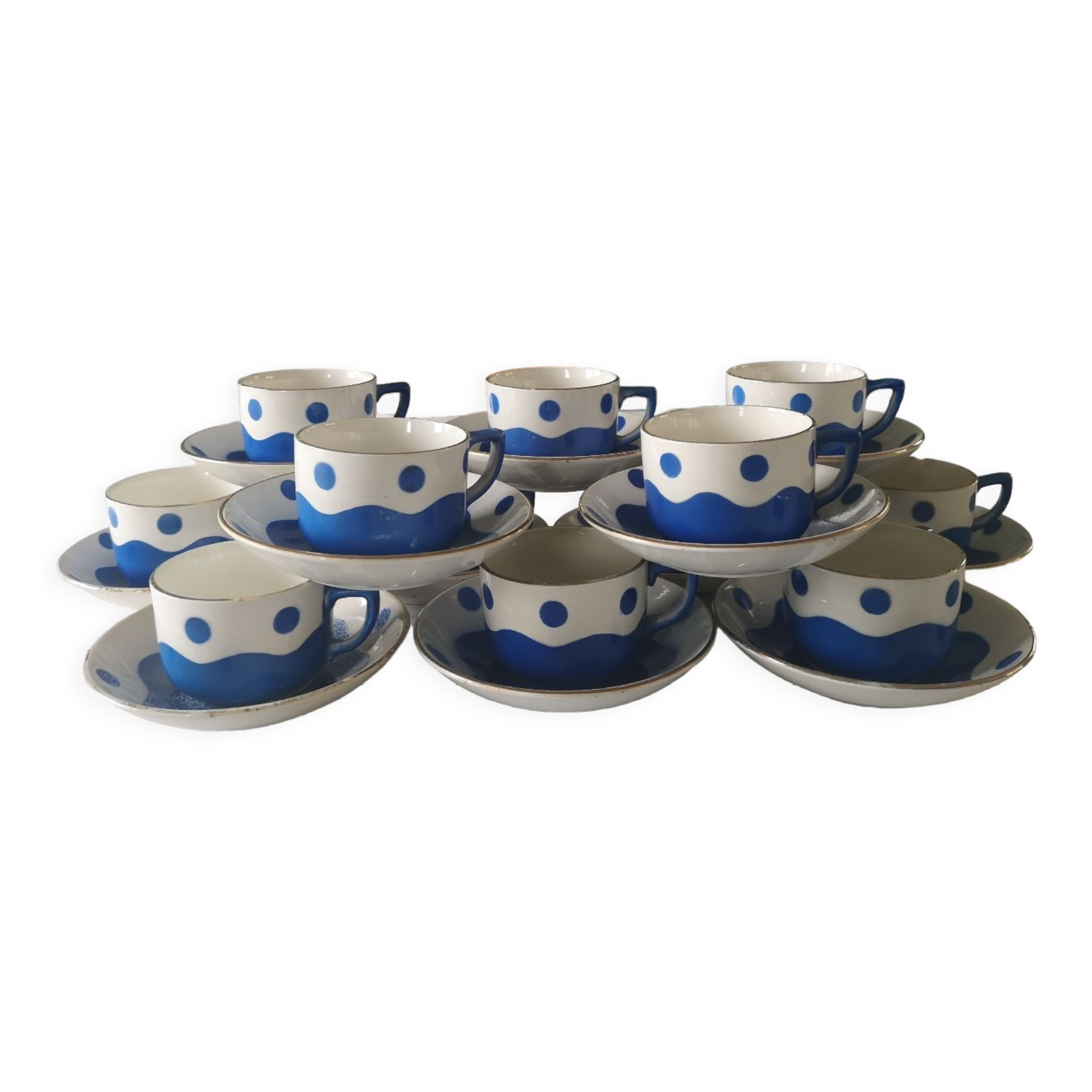 Lot De 3 Tasses à Café Coniques En Faïence Noir/Beige/Blanc - Bord Contrasté Élégant 370ml