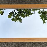 Small coffee table, wood, compass legs and mirror, vintage, 1960s