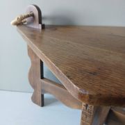 Brutalist coffee table from the 1950s – Solid oak – Handmade assembly