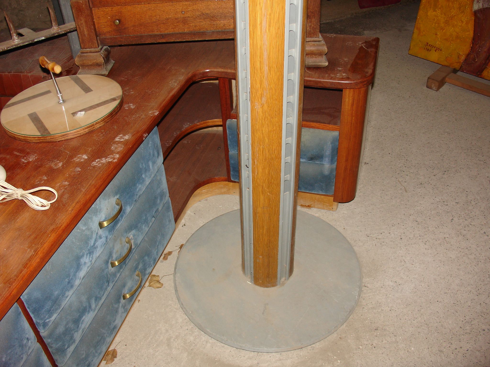 PHILIPS floor lamp, wood and grey painted steel, circa 1970