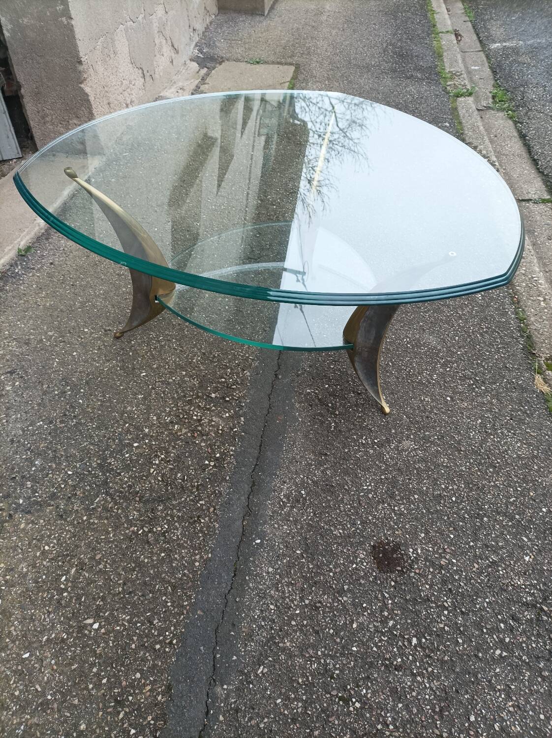 Bronze and glass coffee table