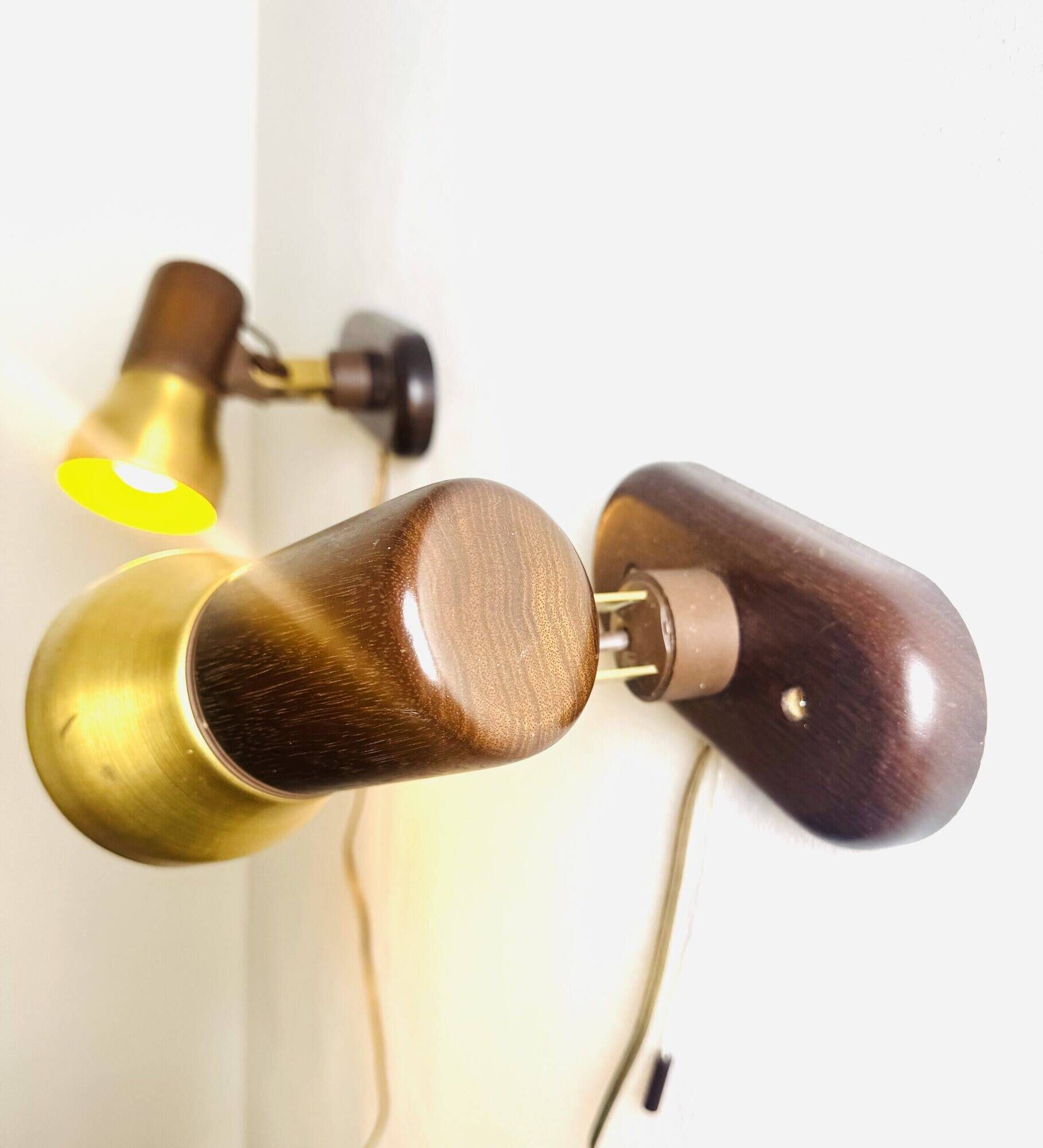 Brass And Amfrosia Wall Lamps By Temde Leuchten, Switzerland 1960S