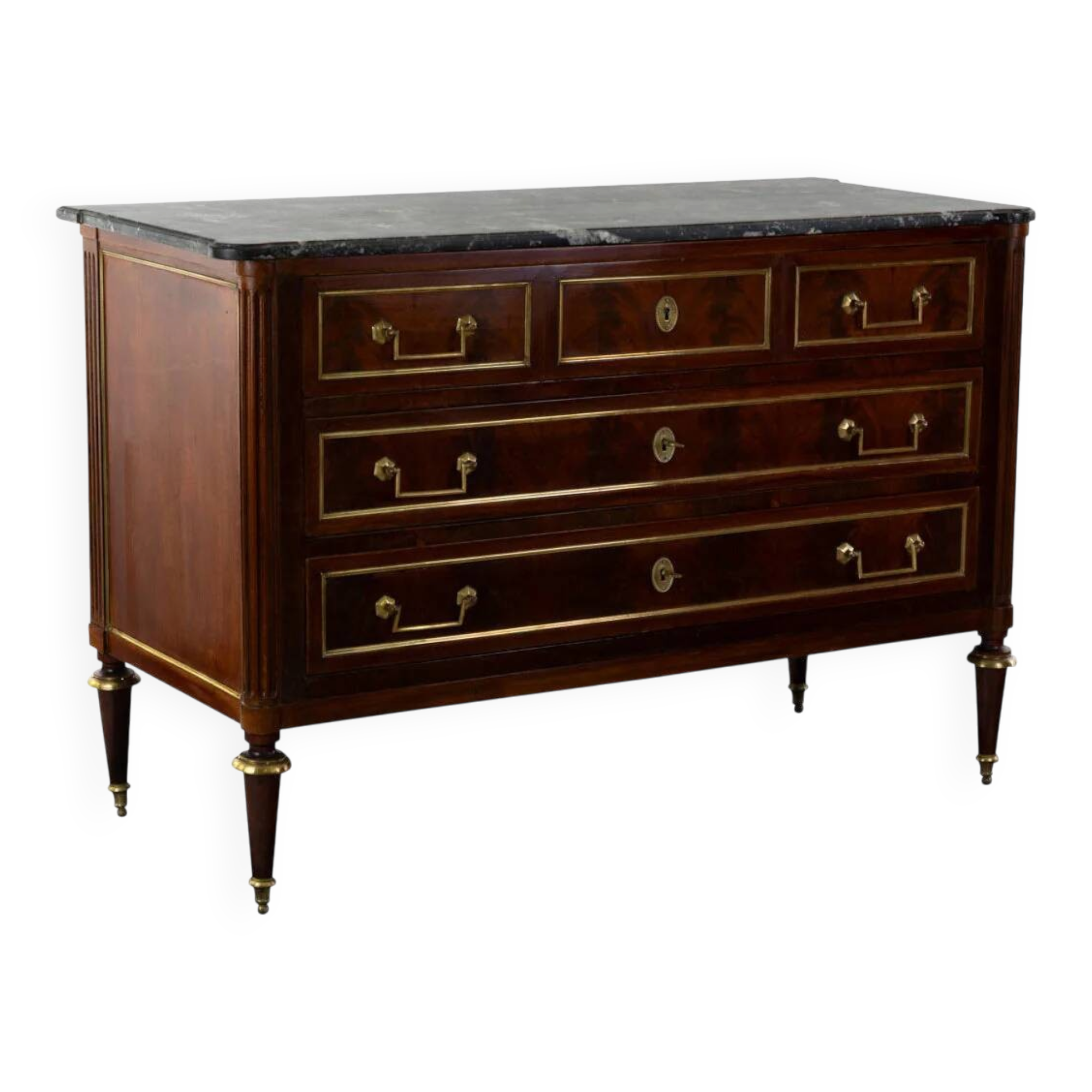 Commode Louis XVI des années 1830 avec dessus en marbre