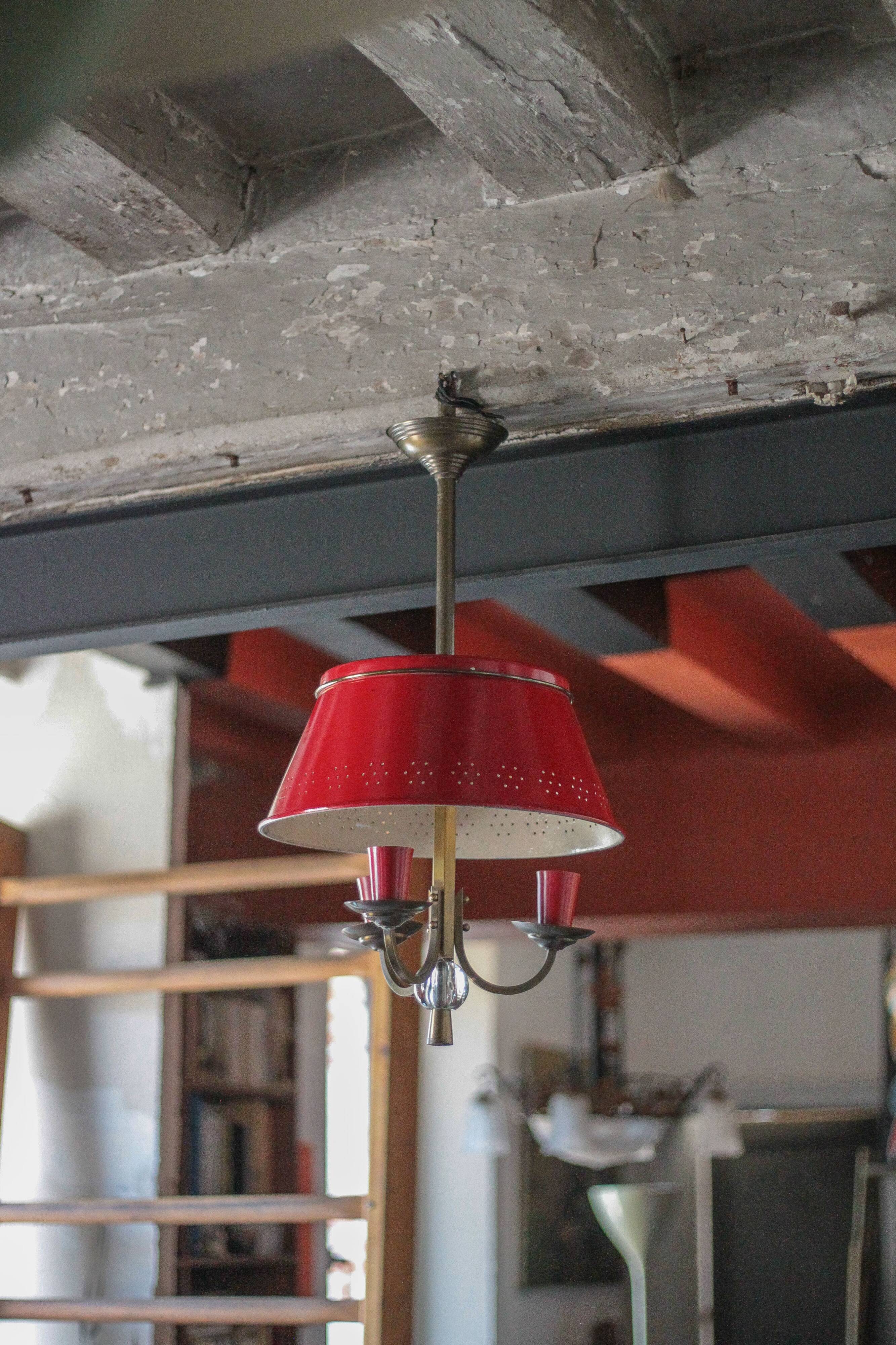 Suspension hot water bottle 3 lights, ceiling lamp, chandelier, vintage ceiling light