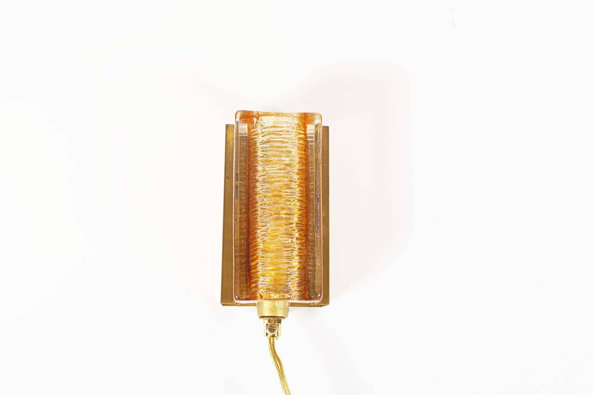 Brass & Amber glass glass wall lights by Vitrika – Model Atlactic