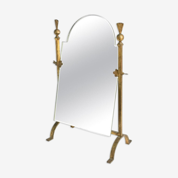 Gilded wrought iron mirror, neoclassical from the 1960s