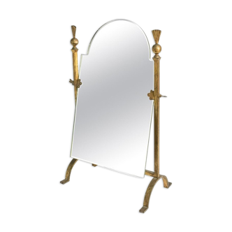 Gilded wrought iron mirror, neoclassical from the 1960s
