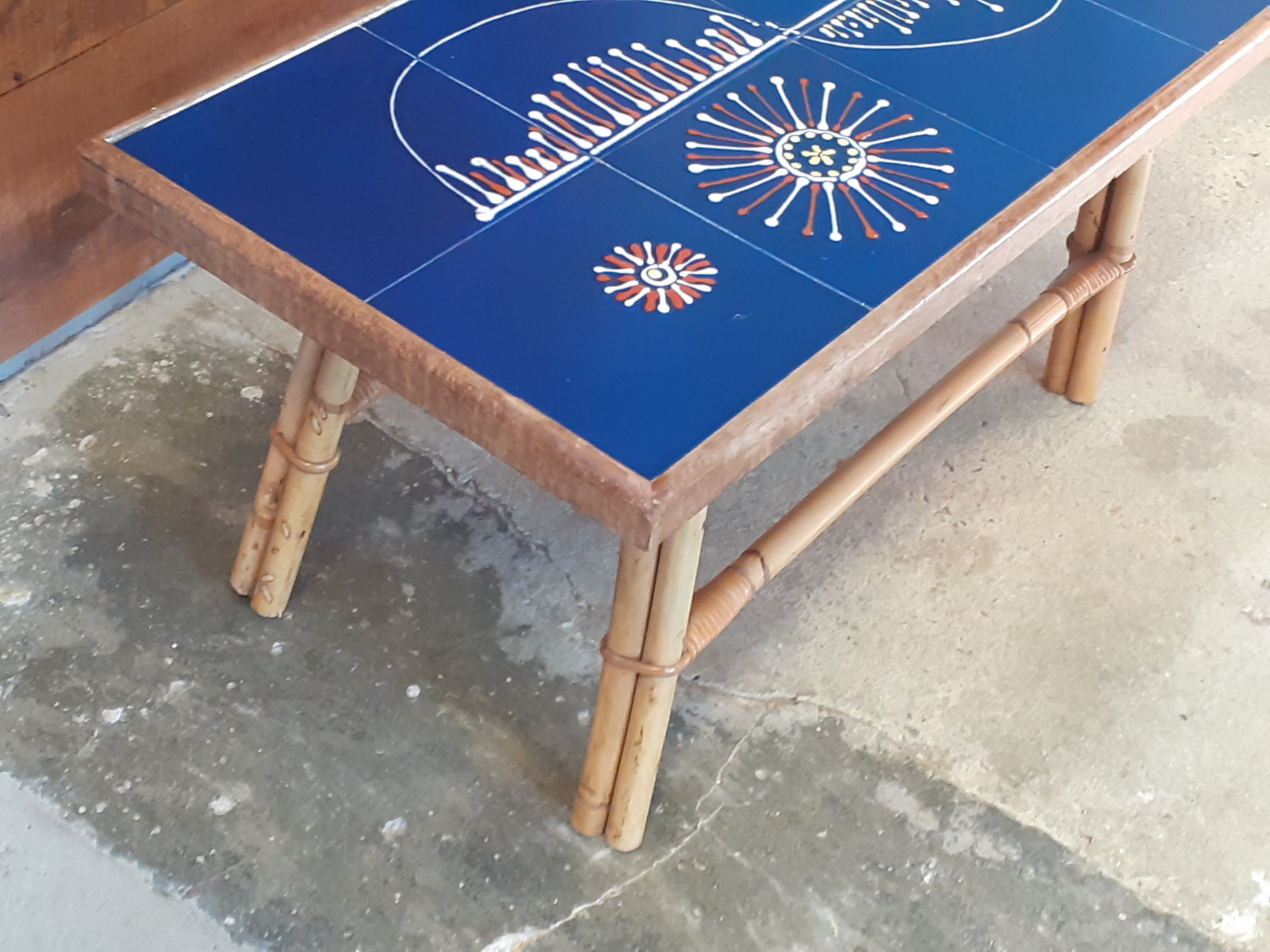 Signed rattan coffee table