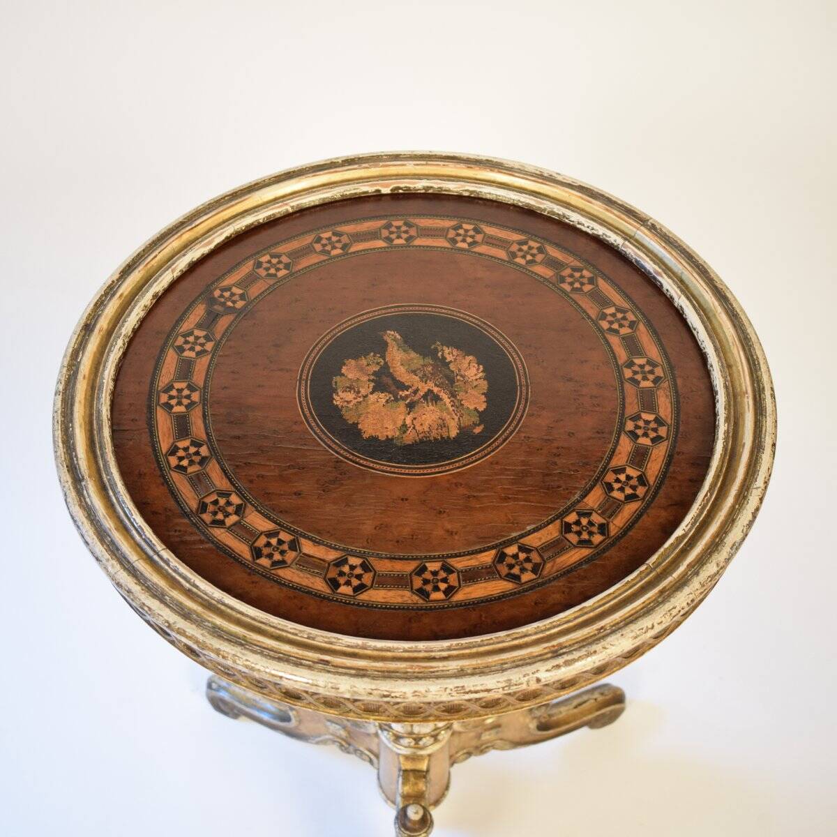 Victorian Marquetry Round Side Table, 1870s