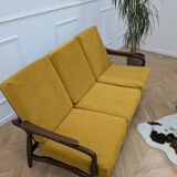 Canapé scandinave retapissé vintage teck