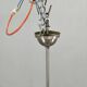 1930s Art Deco Nickel Chandelier With Opaline Glass Globes