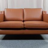 Borge Mogensen 2 seater cognac leather sofa model 2212 - newly reupholstered