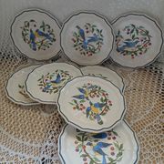 8 antique Salins dessert plates