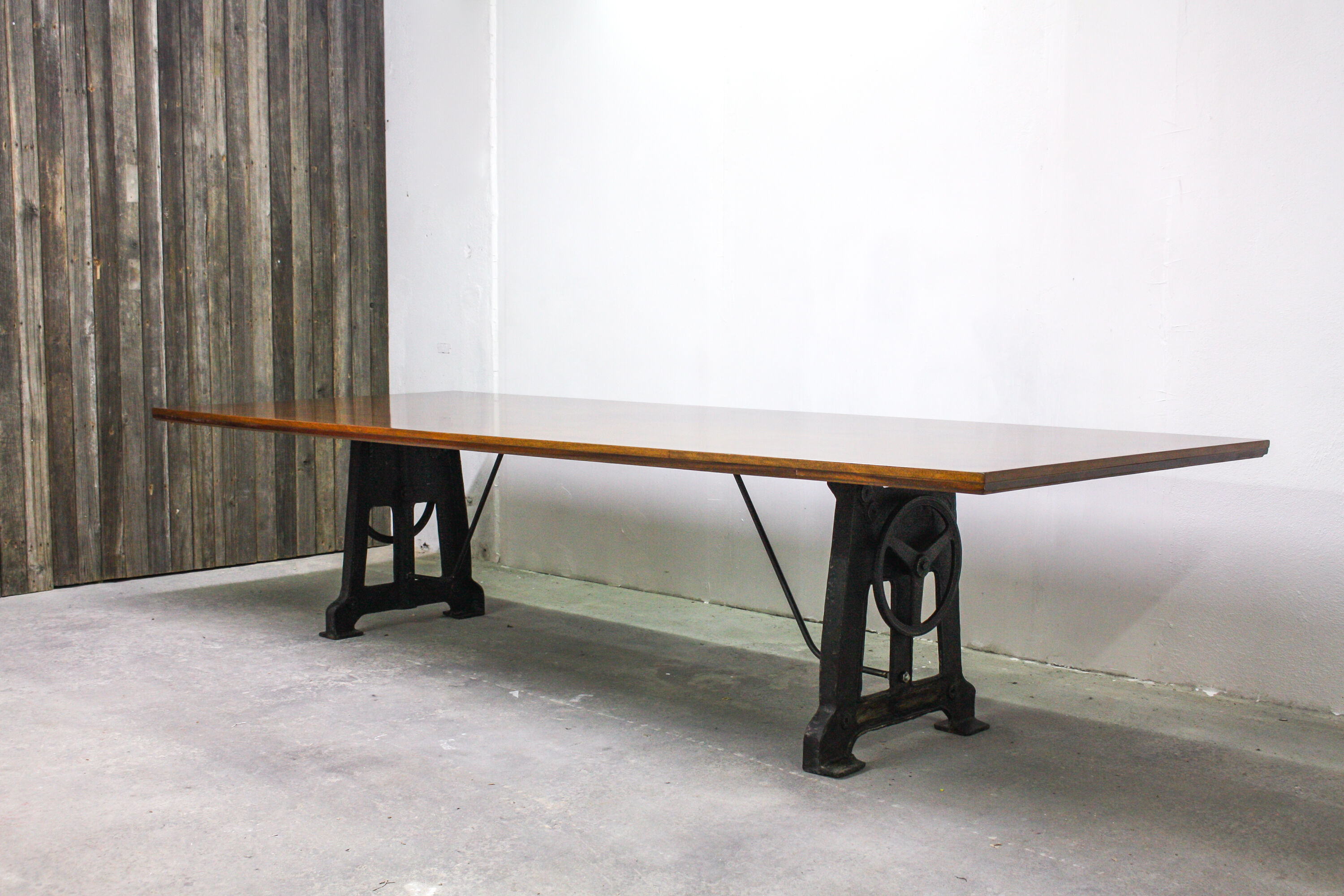 Walnut industrial table, 1950s