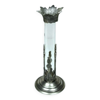 Antique glass/tin candle holder - hallmark - Early 20th century