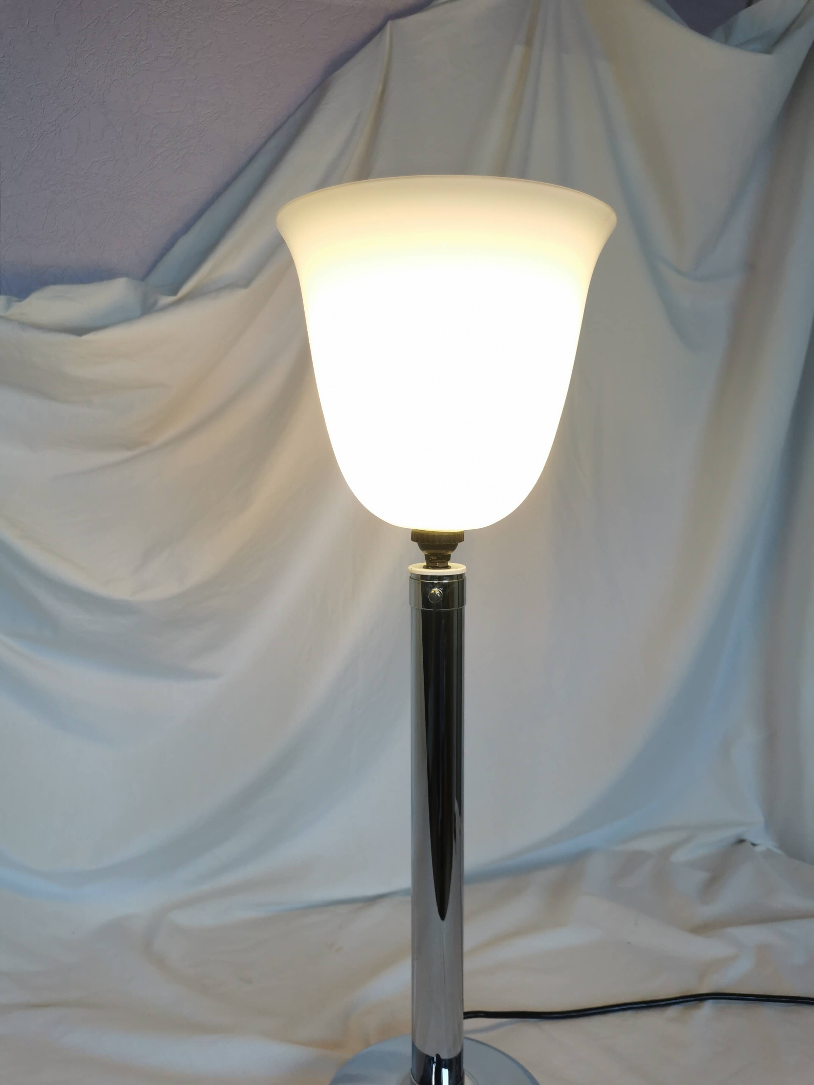 Large chrome and opaline lamp, Mazda and Ferdinand Solere, France, 1970