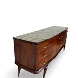 Commode en placage de palissandre avec plateau en onyx vert