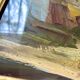 Huile 1950 mise sous verr, cadre bois doré