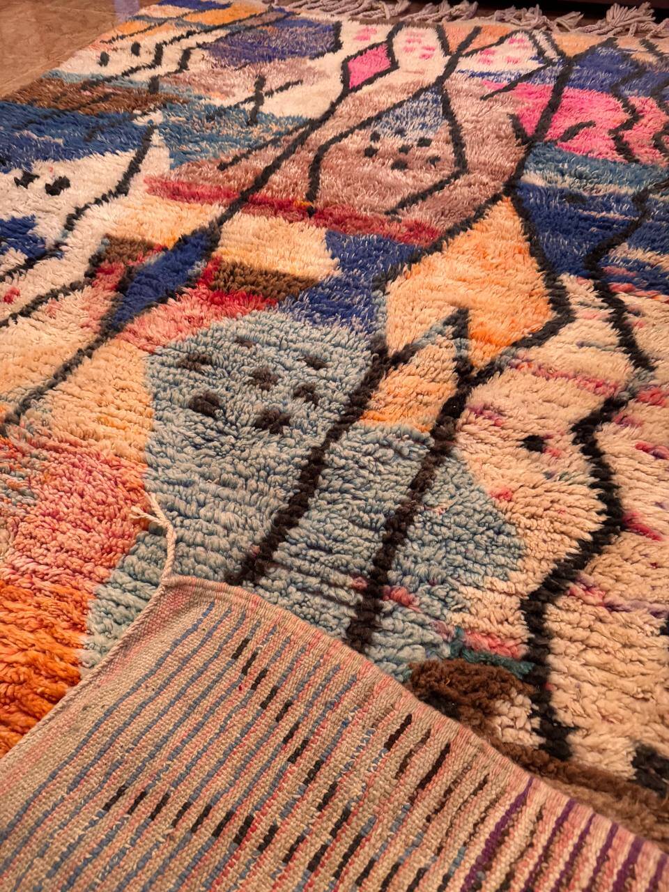 Authentic moroccan boujaad rug vintage handmade wool 300x200 cm