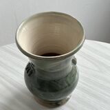 Green marbled ceramic vase