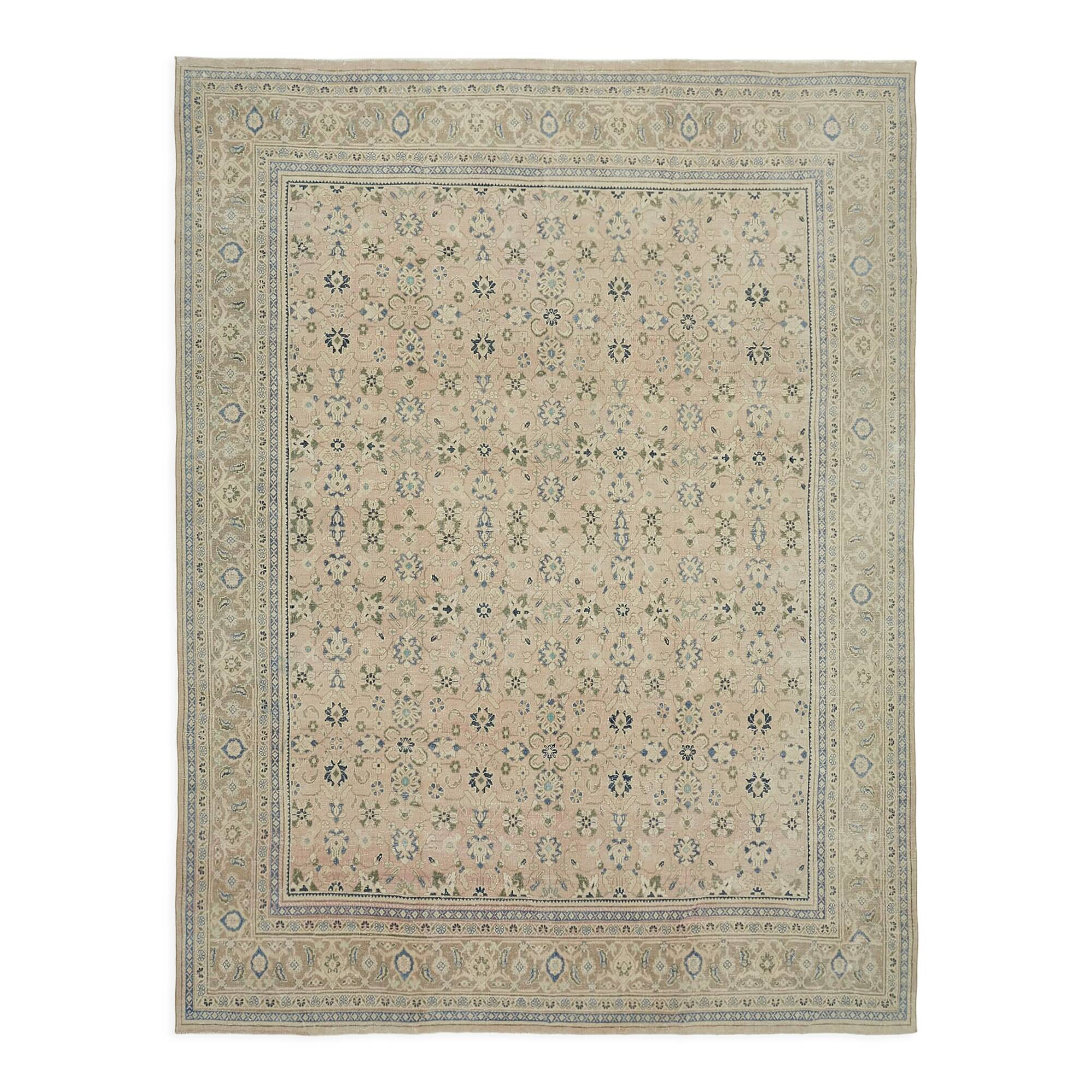 Hand-knotted persian antique 1970s 305 cm x 388 cm beige wool carpet