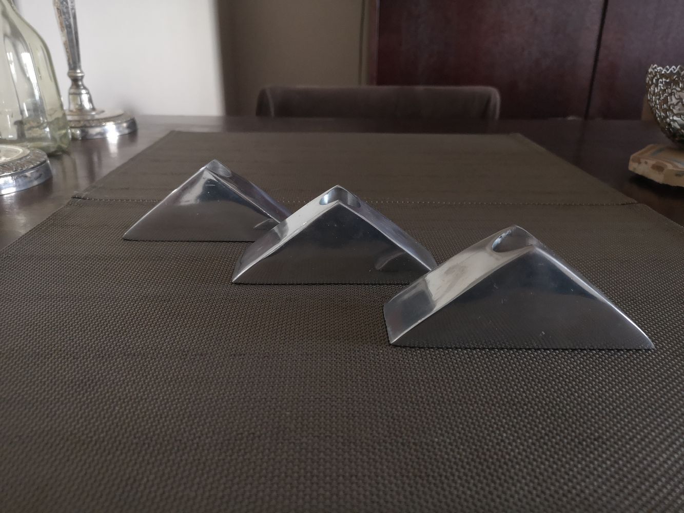 Trio of Scandinavian chrome candle holders - 1970s/80s