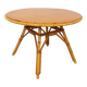 Round coffee table in vintage rattan and wood from the 1960s.