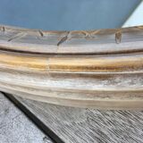 Large round mirror frame patinated wood 70 cm