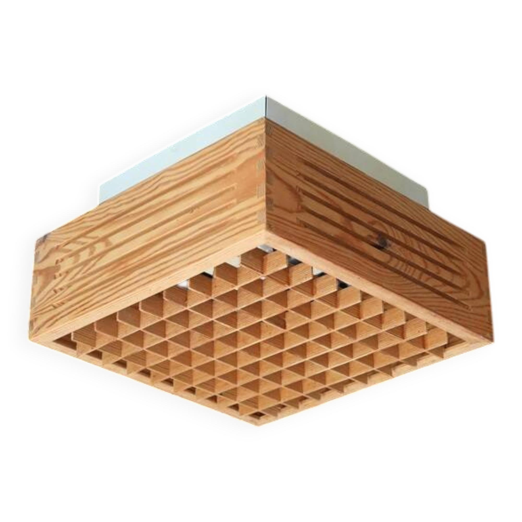Rare pine wood ceiling flush light by Nordlux / 1970s / Danish Modern Design