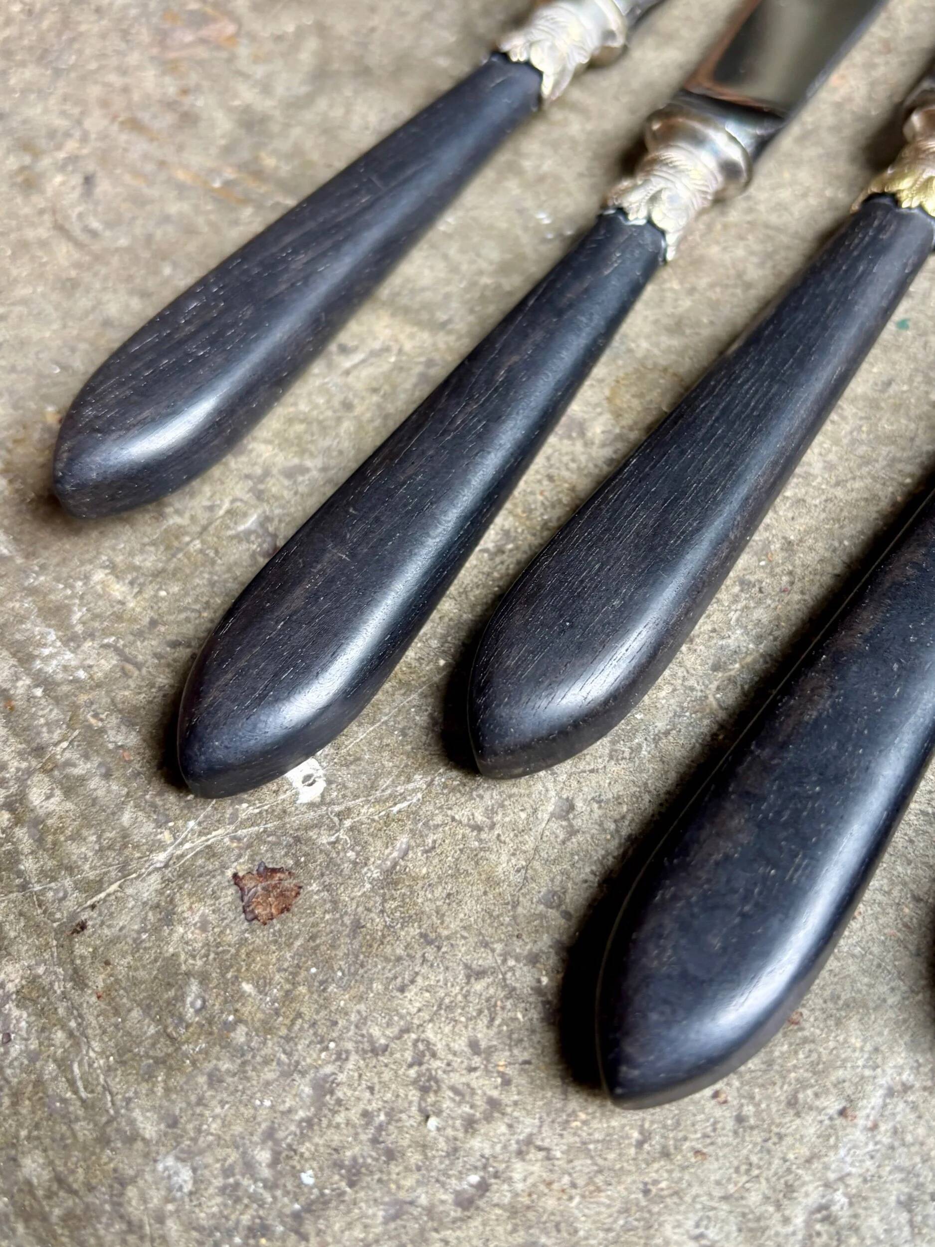6 Christofle ebony dessert knives