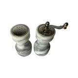 Retro Salt and Pepper Shakers | Vintage Salt and Pepper Grinders Made Of Marble 1970s