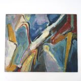 Tableau, abstract painting signed Dalous, 1989