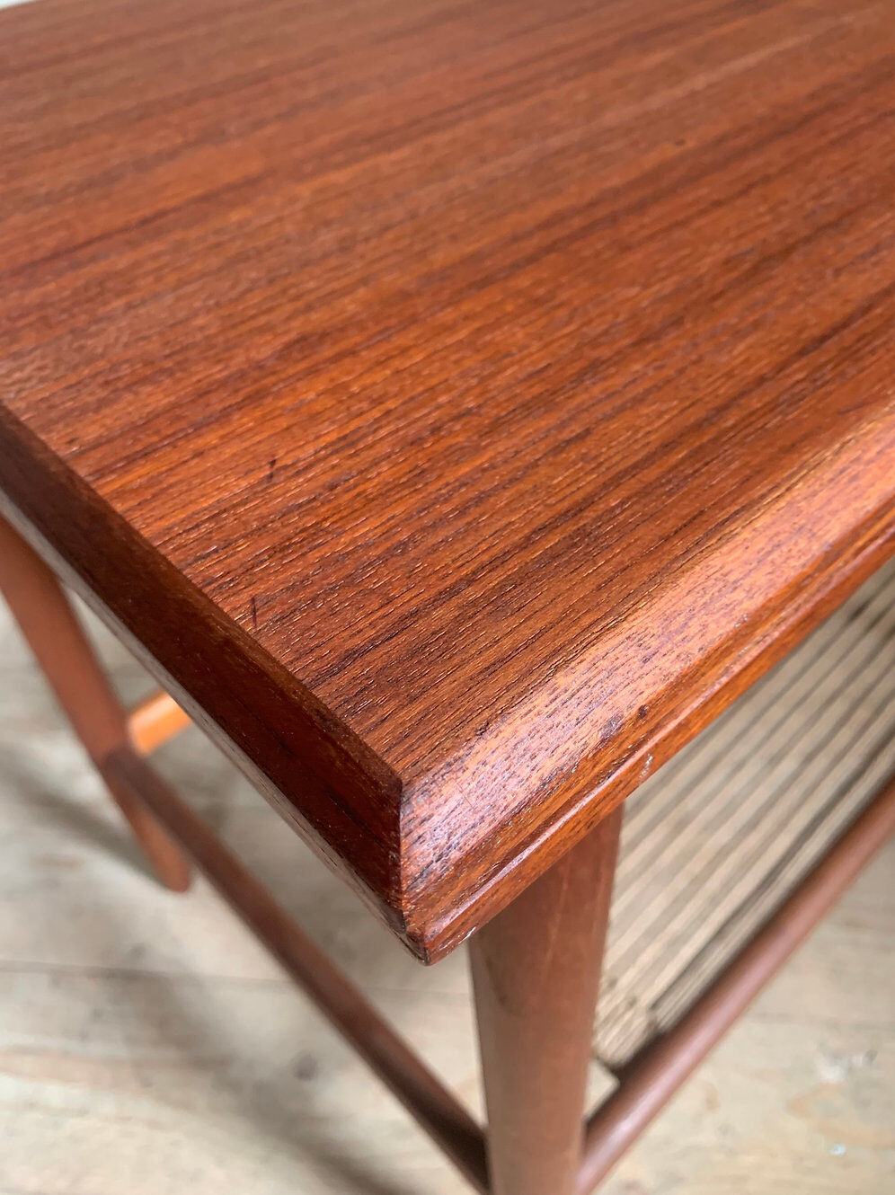 Vintage teak and rope magazine rack coffee table