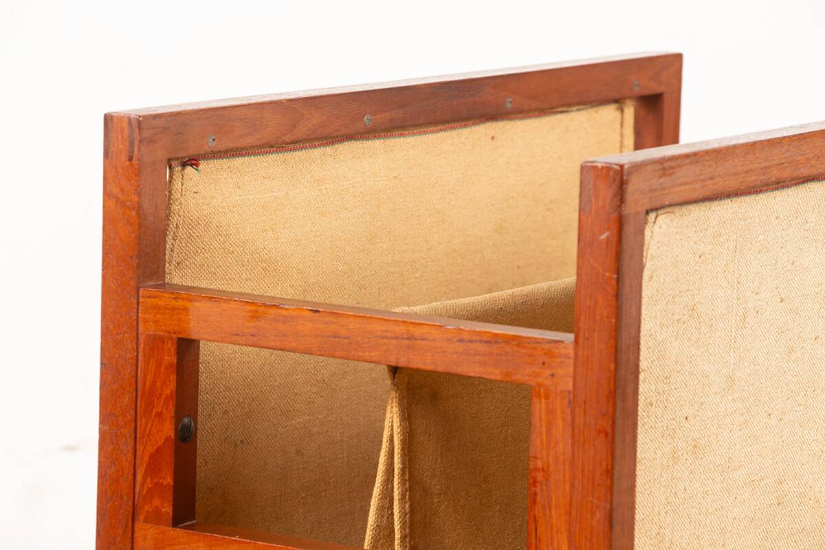 Danish magazine rack in teak and linen by Henning Wind-Hansen for Sika Møbler