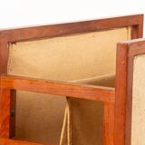 Danish magazine rack in teak and linen by Henning Wind-Hansen for Sika Møbler