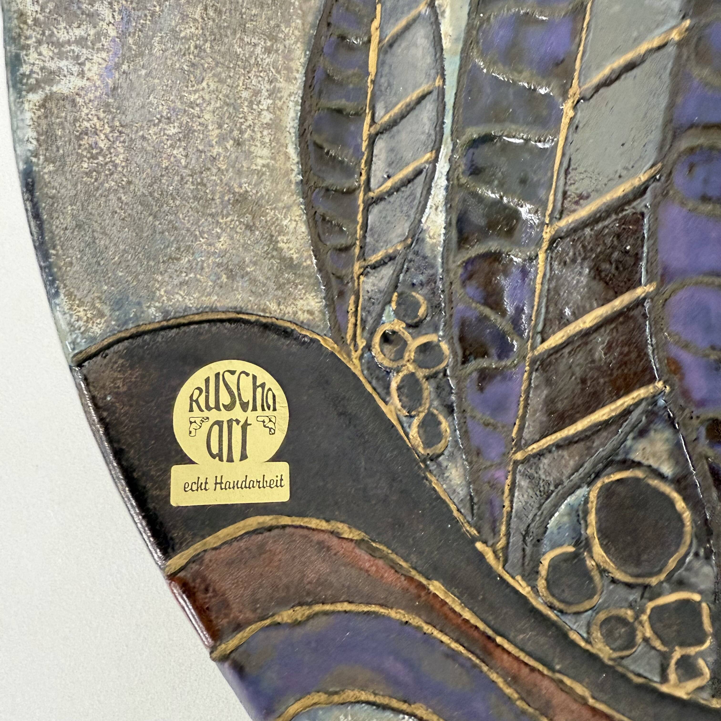 Ruscha Handarbeit ceramic  wall plate , 1970s Germany