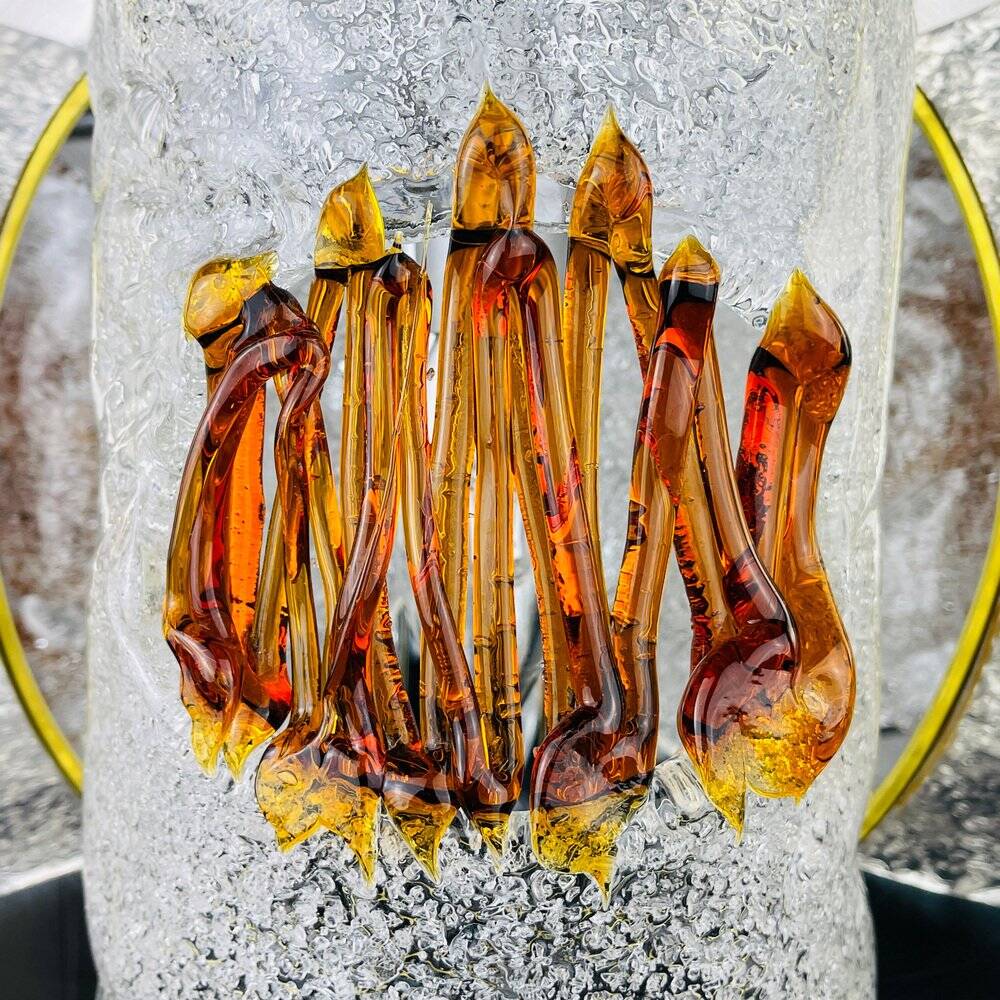 Amber mid-century chrome chandelier by Toni Zuccheri for Veart, Italy, 1970s.