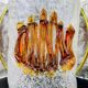Amber mid-century chrome chandelier by Toni Zuccheri for Veart, Italy, 1970s.