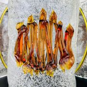 Amber mid-century chrome chandelier by Toni Zuccheri for Veart, Italy, 1970s.