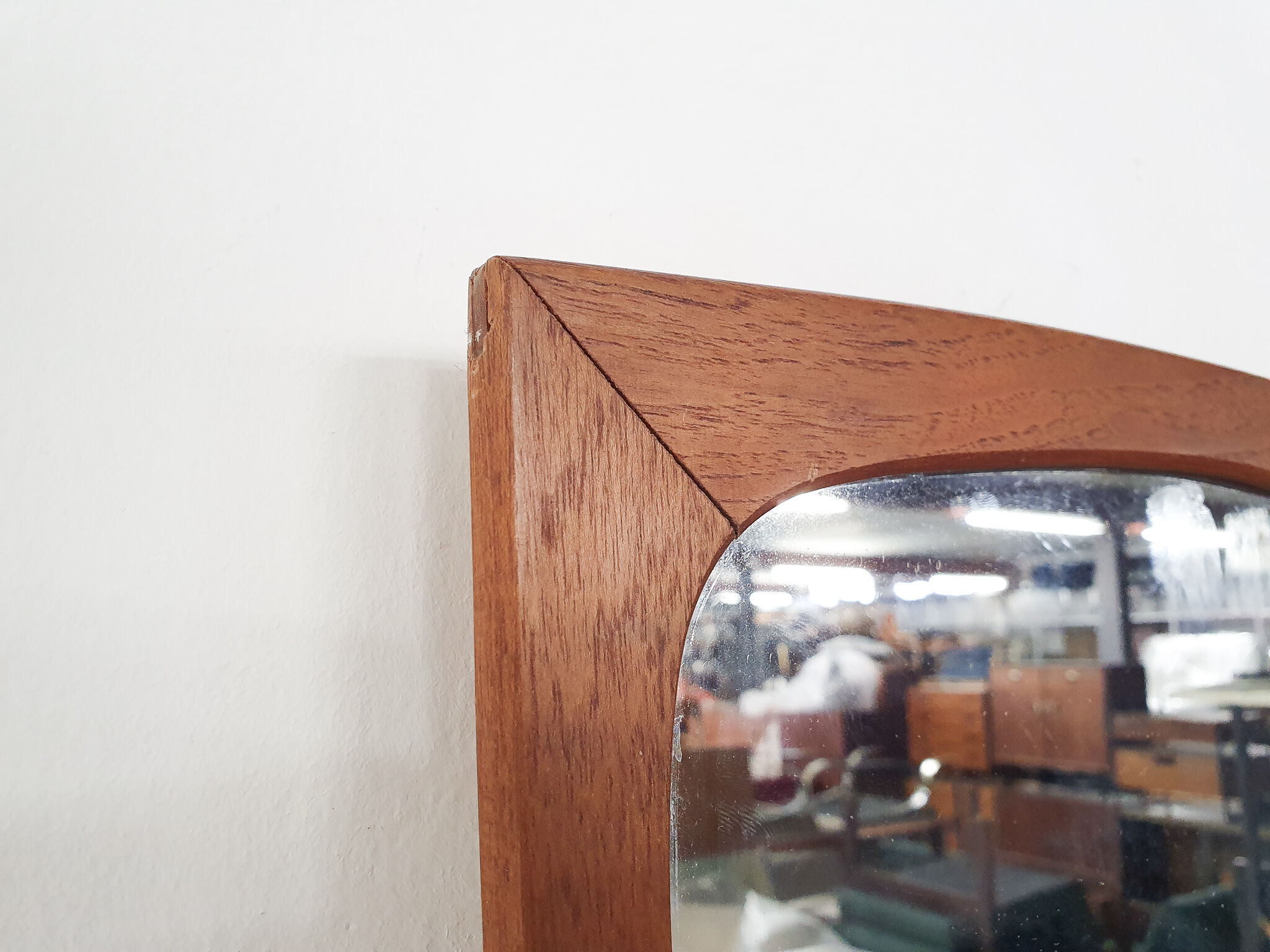 Scandinavian Modern teak mirror Denmark 1960’s 77x37cm