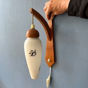 Teak wood wall lamp