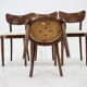 Ensemble de 4 chaises de salle à manger en hêtre des années 1950, Tchécoslovaquie