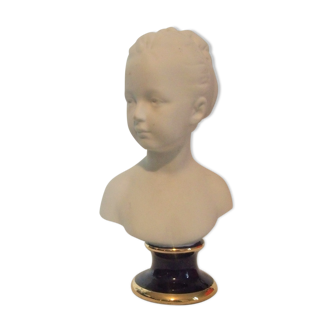 Bust of a young girl in biscuit porcelain Limoges Ternet