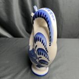 Pitcher bottle hen earthenware white blue USSR 20th century