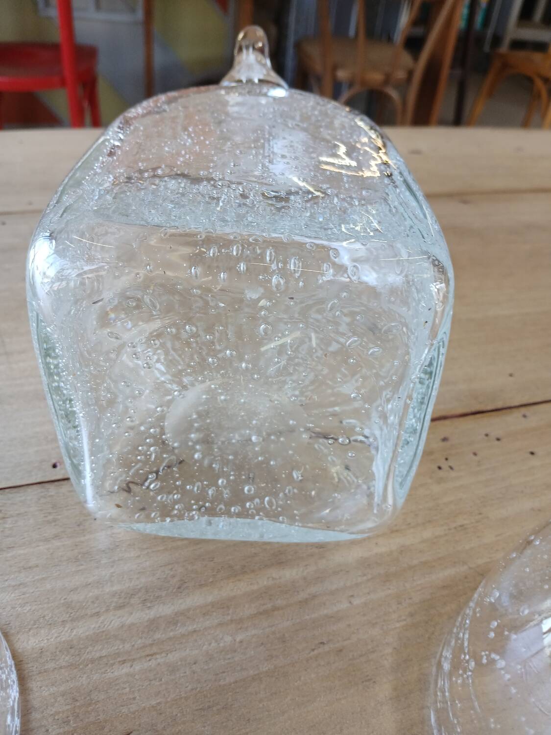 Antique blown amber bubble glass jar