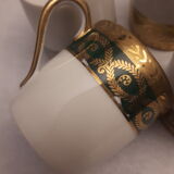 6 cups coffee mocha porcelain limoges Empire style golden frieze