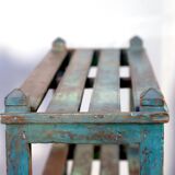 Old burmese teak shelf with original blue patina