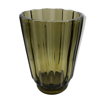 Vase verre fumé 1950