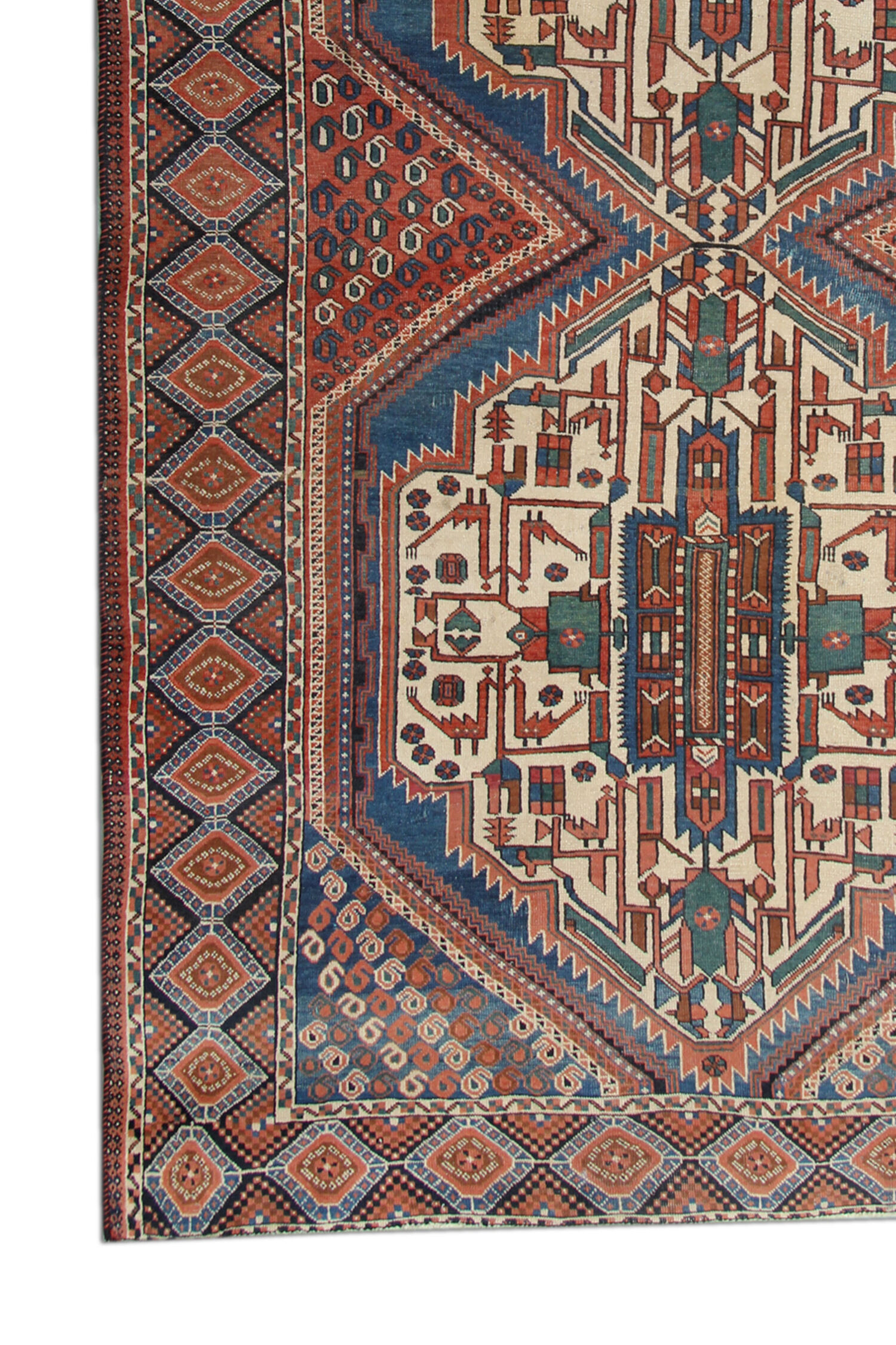 Handwoven wool antique persian area rug 124x250cm